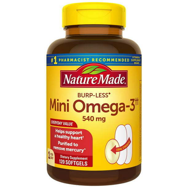 Nature Made Fish Oil BurpLess Mini 540 mg Omega3 Supplement; 120