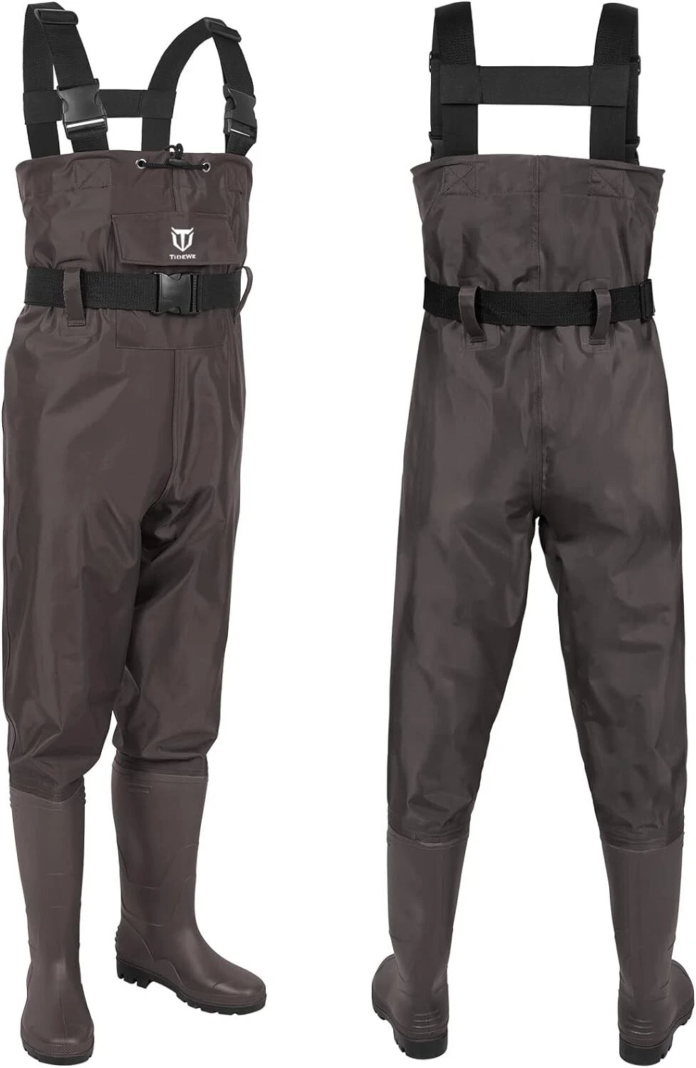 TIDEWE Bootfoot Chest Wader, 2 Ply Nylon PVC Waterproof Fishing Hunting, Size 6