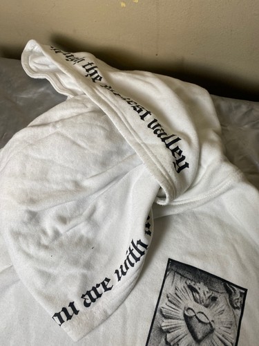 Men's Forever 21 White Double Hooded Religious Spirtual Graphic Hoodie SZ L - Picture 9 of 12