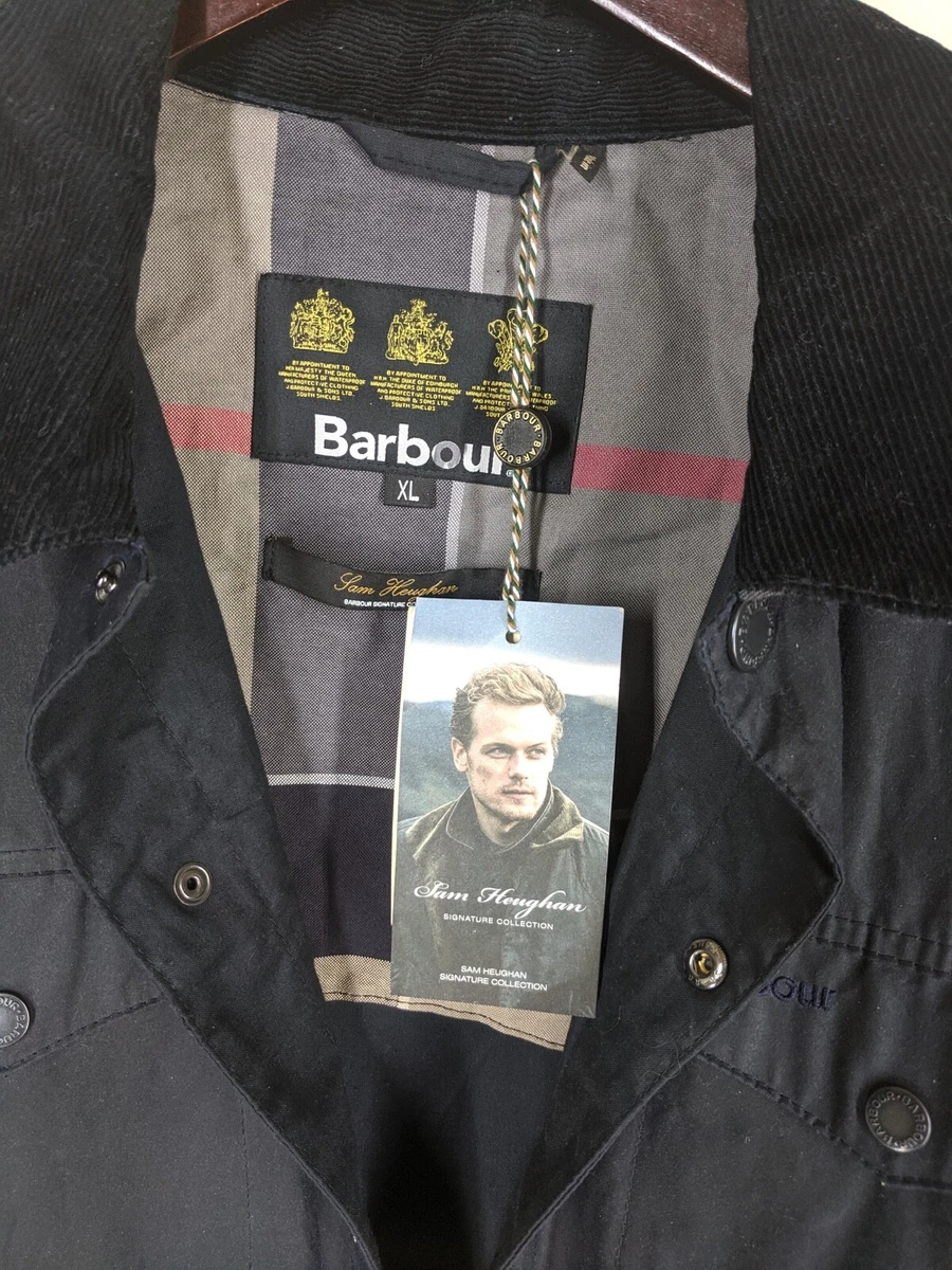 puerta Ir al circuito pintar Barbour NEW Waxed Cotton Navy/Gray Jacket From The Sam Heughan Collection  XL | eBay