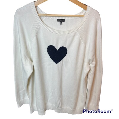 Talbots Womens Sweater Long Sleeve Pullover Heart Size 2X Ivory