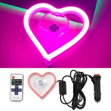 UK Pink Love Heart Shape Car Interior Ambient Light Car Window Sparkle LEDLight