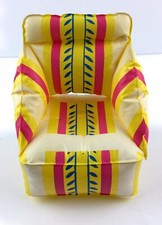 Barbie Puff N' Play Silla Inflable Amarillo Brazo Salón Rayas Vintage Años 70