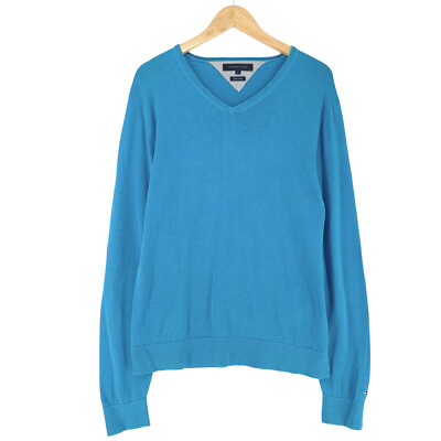 Hilfiger Herren Pullover Tommy Hilfiger Pullover Hellblau Vintage
