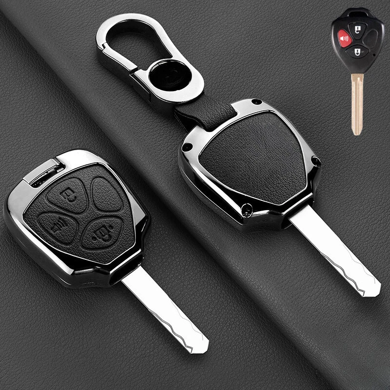 Zinc Alloy Leather Car Key Fob Case Cover For Toyota Matrix RAV4 Yaris 2006-2011 - Image 3 of 4
