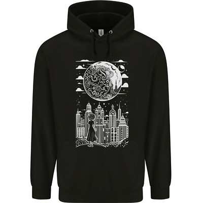 Fantasy City schwarz-weiß City Anime Kinder Kinder Hoodie