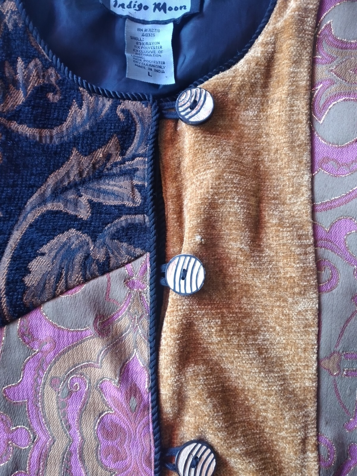 Vintage Indigo Moon Patchwork Womans Jacket Size … - image 5