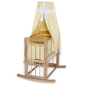 Dibea Lit Pour Bebe 80x40 Cm Bois Berceau Set Incl Literie Baldaquin Jaune Ebay
