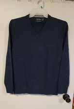 NAUTICA LUXURY PERFORMANCE Men  s Sz Medium V Neck Sweater Blue Cotton Blend