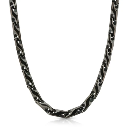 New Heavy 9 mm BLACK Tungsten Carbide Men's Biker Necklace (001) - FREE SHIPPING - product listing photo