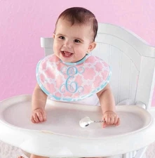 NEW~ MUD PIE BIB & SPOON LOVE YOU TO THE MOON SET PINK INITIAL "Q"