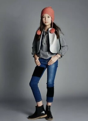 ANAIS & I Designer Girls Navy & Silver Metallic Reversible Vest 12A EUC