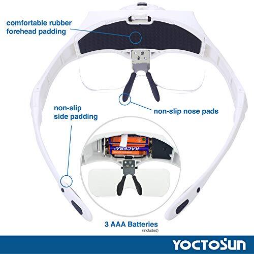 YOCTOSUN Magnifying Glasses with Light LED Head Magnifier with 5 Lenses