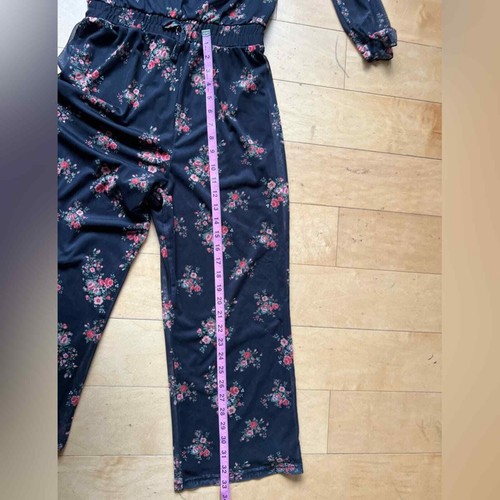 Three Pink Hearts Romper, Jumper, Sz Large, floral, sheer, wide leg, dressy - Picture 11 of 13