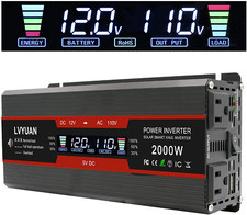 1000W/2000W Peak Car Power Inverter DC 12V to 110V AC Converter with LCD Display