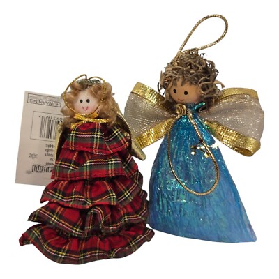 2 Vintage Rustic Style Angel Christmas Ornaments