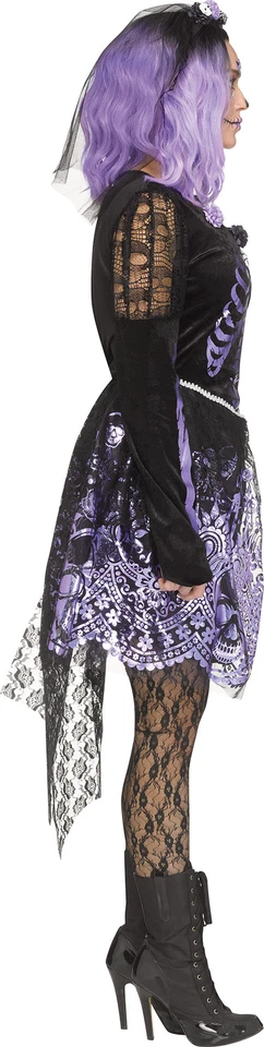 Dark Senorita Skeleton ADULT Womens Costume NEW Day of Dead Dress Headband - Image 4 of 4