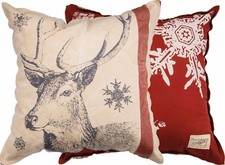 NEW Extra Large Beautiful Christmas Snowflake Reindeer Pillow Deer/Santa/Buck