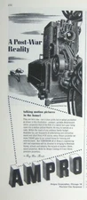 Ampro 1944 Vintage AD Projector Print Talking Motion Pictures at Home Post War