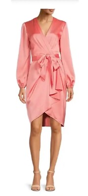 Alex Marie 4 Marina Rose V-Neck Self-Tie Waist Belt Wrap Party Dress Satin $188