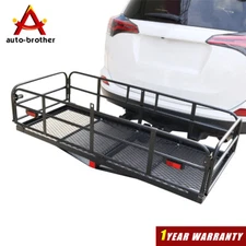 Folding Rack Cargo Basket Trailer Hitch Mount Luggage Carrier For Car SUV 500lbs
