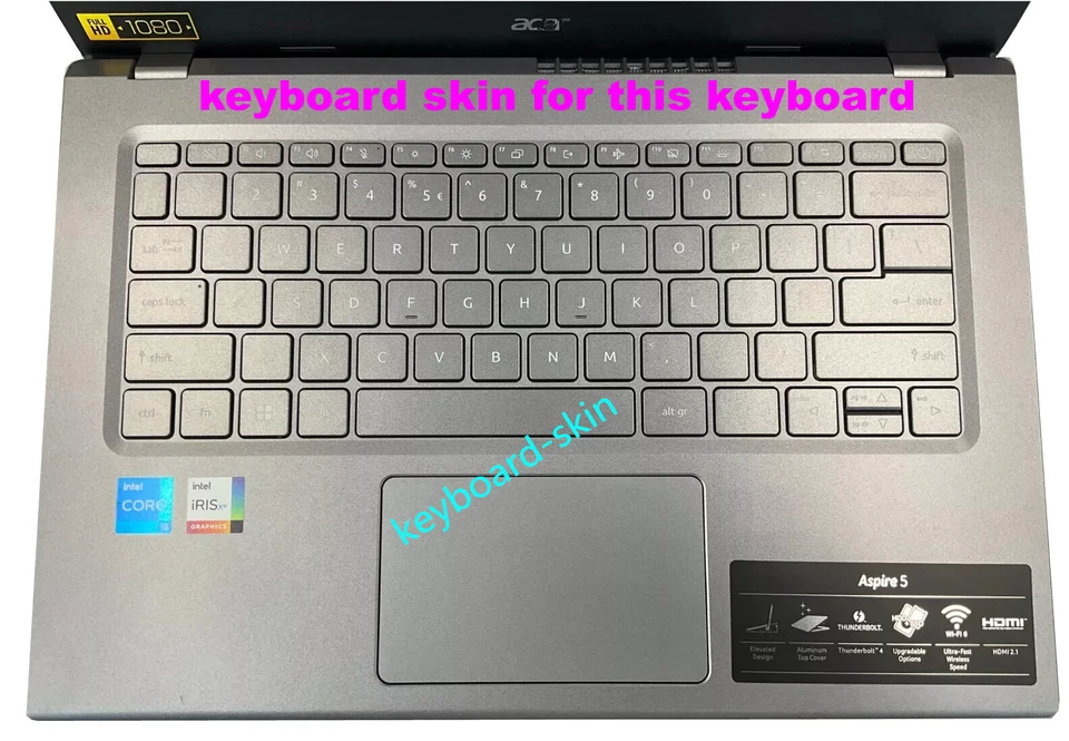 US Keyboard Skin Cover for Acer A314-23M A314-23P,A314-36P -36M A514-55 A514-56 - Image 4 of 4