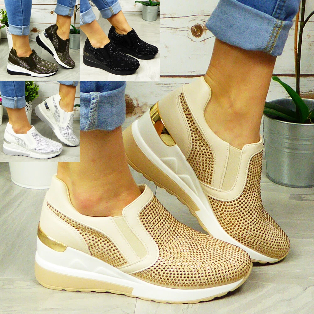 Ladies shop wedge sneakers