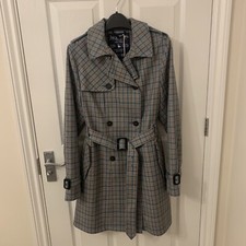 New With Tags Jack Wills Rain Coat Grey Check Pattern Uk 10