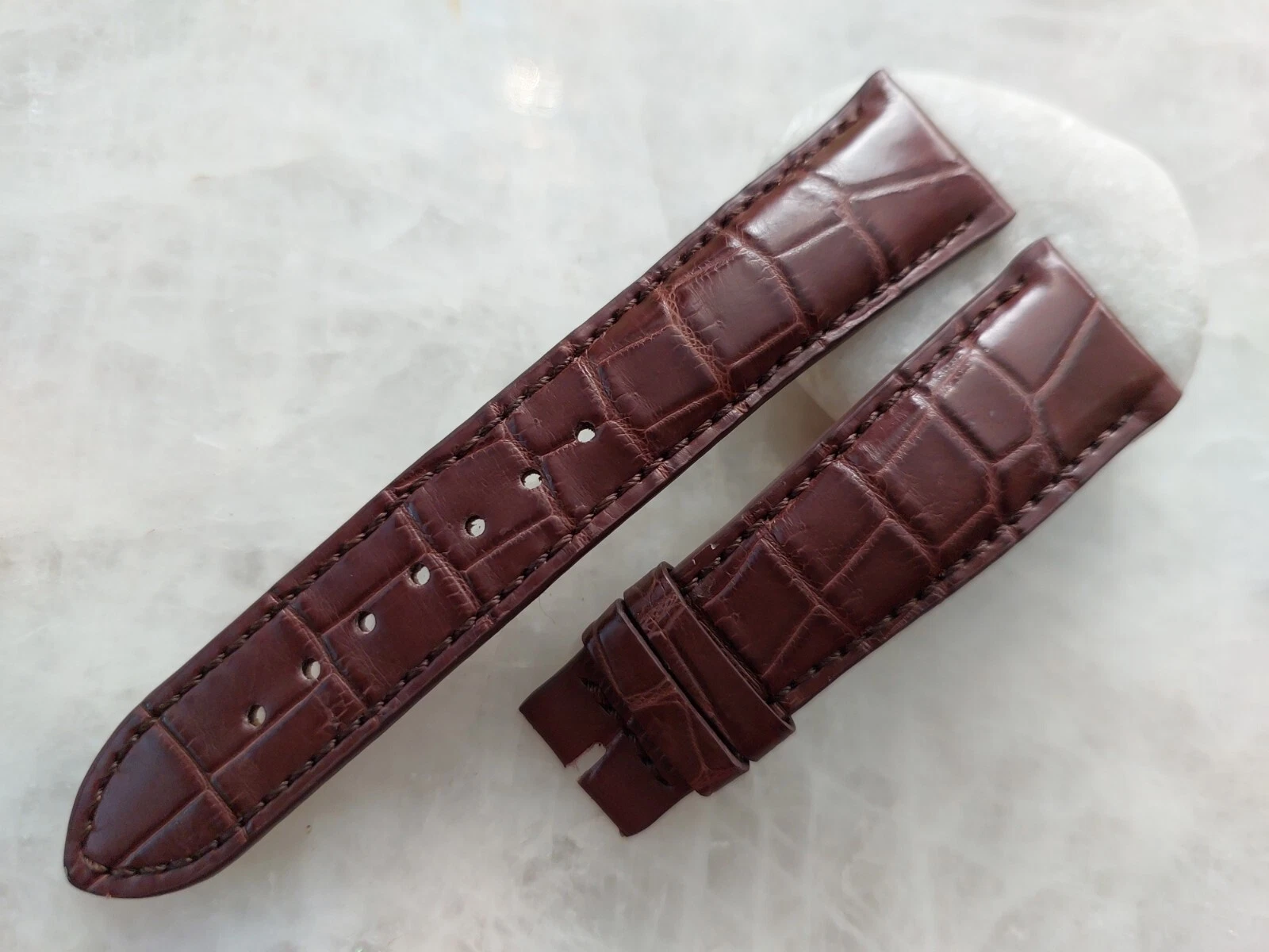 22mm/18mm Brown Alligator Crocodile Print Leather Watch Strap Band