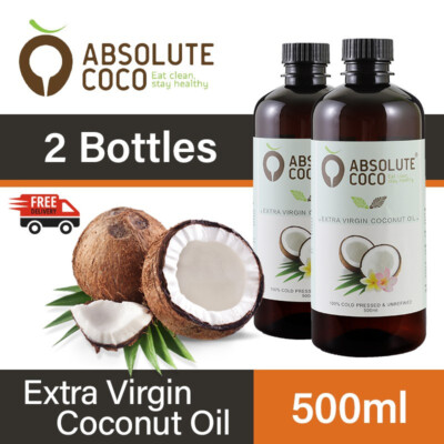 Premium Extra Virgin Coconut Oil Pure Cold Press 500ml (Pack of 2 Bottle)