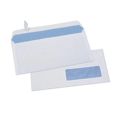 [773622-S] GPV Boîte de 500 enveloppes blanches DL 110x220 80 g fenêtre 35x100 - Photo 1/2
