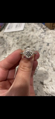 14k White Gold Floral Halo Round Diamond Engagement Ring Size 9 SnapAppraise