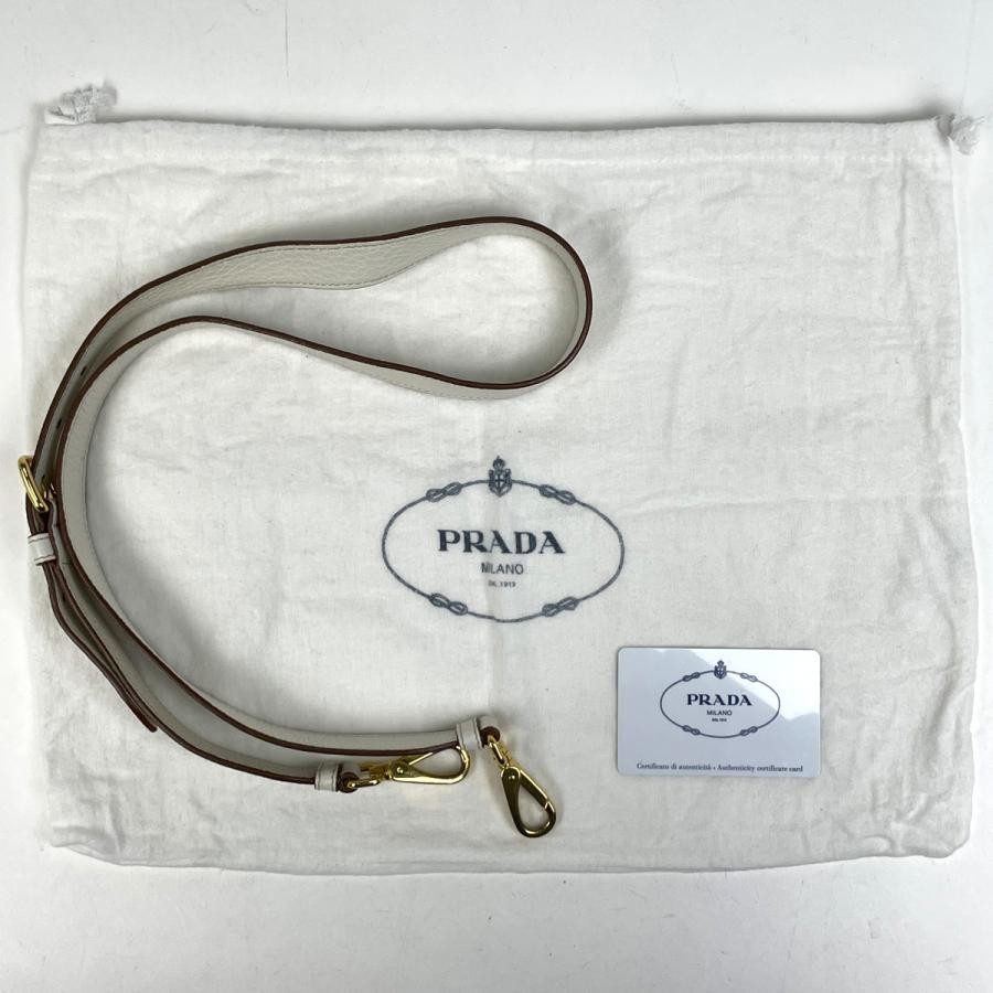 PRADA 2-Way Shoulder Bag Handbag White Leather with Dust Bag G Card #BS1742 thumbnail 8