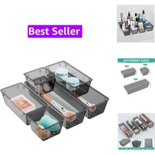 6 Pack Clear Drawer Organizer Set, Drawer Storage Trays, Storage Bins