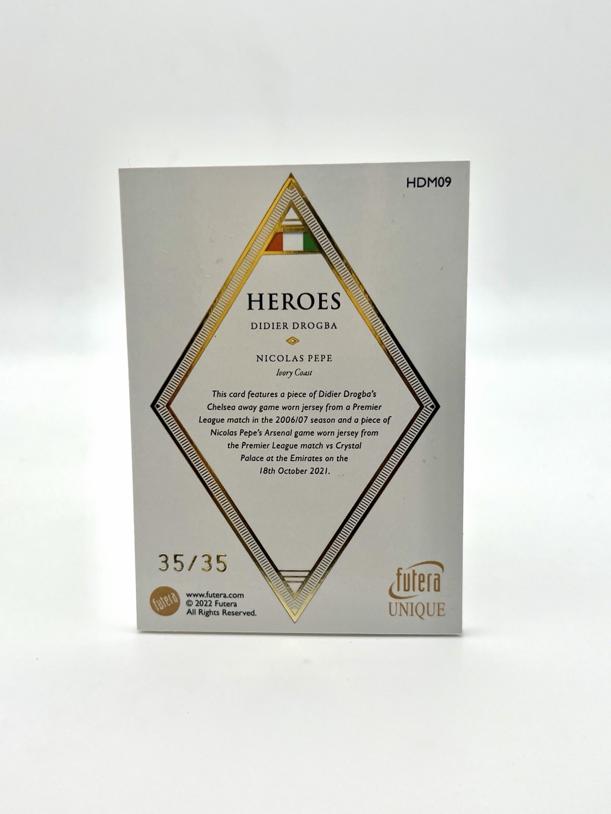 Futera Unique Heroes HDM09 Didier Drogba / Nicolas Pepe 35/35 Insert view 2