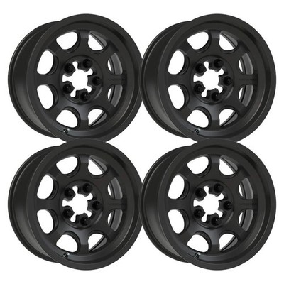 (Set-4) Vision ATV 351 Flow 15x6 4x156 26mm Satin Black Wheels Rims 15 inch