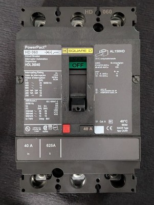 Square D / Schneider PowerPact HDL36040 Leistungsschalter 40A 3-polig 600V MCCB