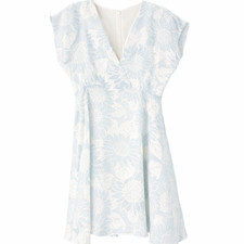 MADEWELL Silk Crossover Mini Dress Sunflower Season 2 Blue White Lined NWT A4