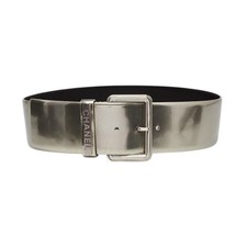 Chanel Silver Patent Leather Wide Belt 80/32 sz