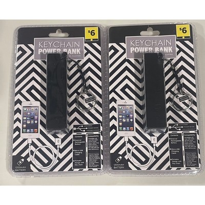 New 2 Pack Keychain Power Bank Quick Charge iphone Camera Smart Device BLACK