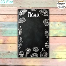 2D Flat Vintage Metal Wall Sign Themed Retro Menu Board with Motivational Quotes