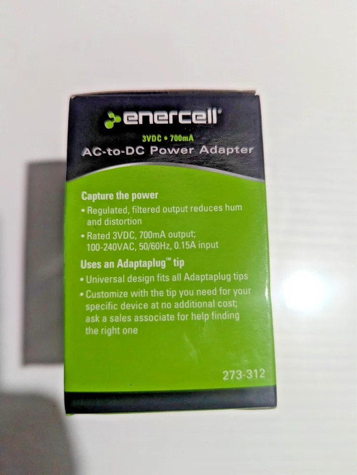 Enercell AC-to-DC Power Adapter 3VDC 700mA  #273-312  - Image 4 of 4