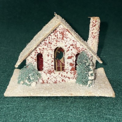 Vintage Christmas House Putz Display Chimney Tree Coconut Mica Glitter ~ Japan