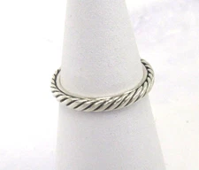 David Yurman Classic Cable Sterling Silver Band Ring Size 7.5 2.5mm Wide