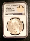 1922 Peace Silver Dollar Bright White GEM NGC Brillant UNC Original Bag Fragment