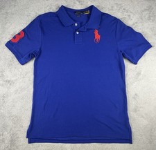 Polo Ralph Lauren Big Pony 3 Logo Polo Shirt Boys Kids 18-20 XL Blue Red