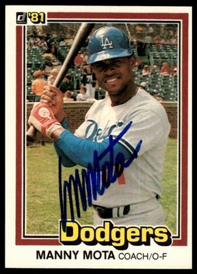 Manny Mota Los Angeles Dodgers 1981 Donruss Signed Auto Card #299 ~ COA