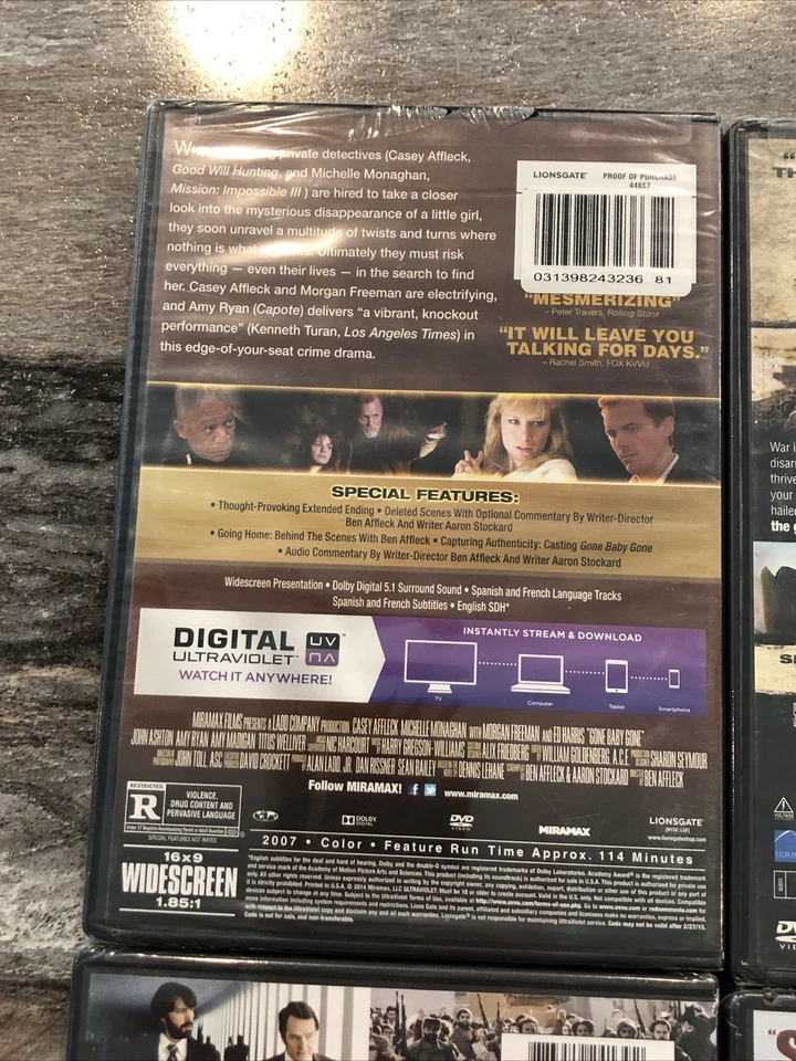 Action Movie 4 DVD Set The Hurt Locker Argo Gone Baby Gone The Grey New Sealed - Image 3 of 4