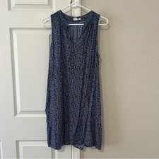 GAP Blue Floral Sleeveless Swing Dress Womens Large Lightweight Rayon