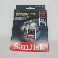 SanDisk 64GB Extreme PRO SD SDXC Card 170MB/s Class 10 UHS-1 U3 4K Memory V3 64G